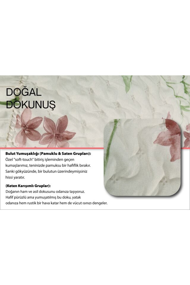 FLOWERS Serisi TEK Kişilik Kapitone Yatak Örtüsü - Çiçekli Desen Fırfırlı Mavi