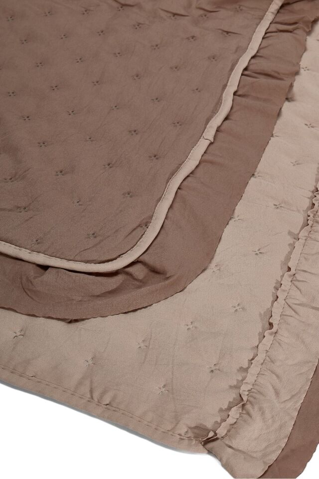 Lara Lüks 3 Parça Çift Kişilik Yatak Örtüsü - 260x240 cm Vizon