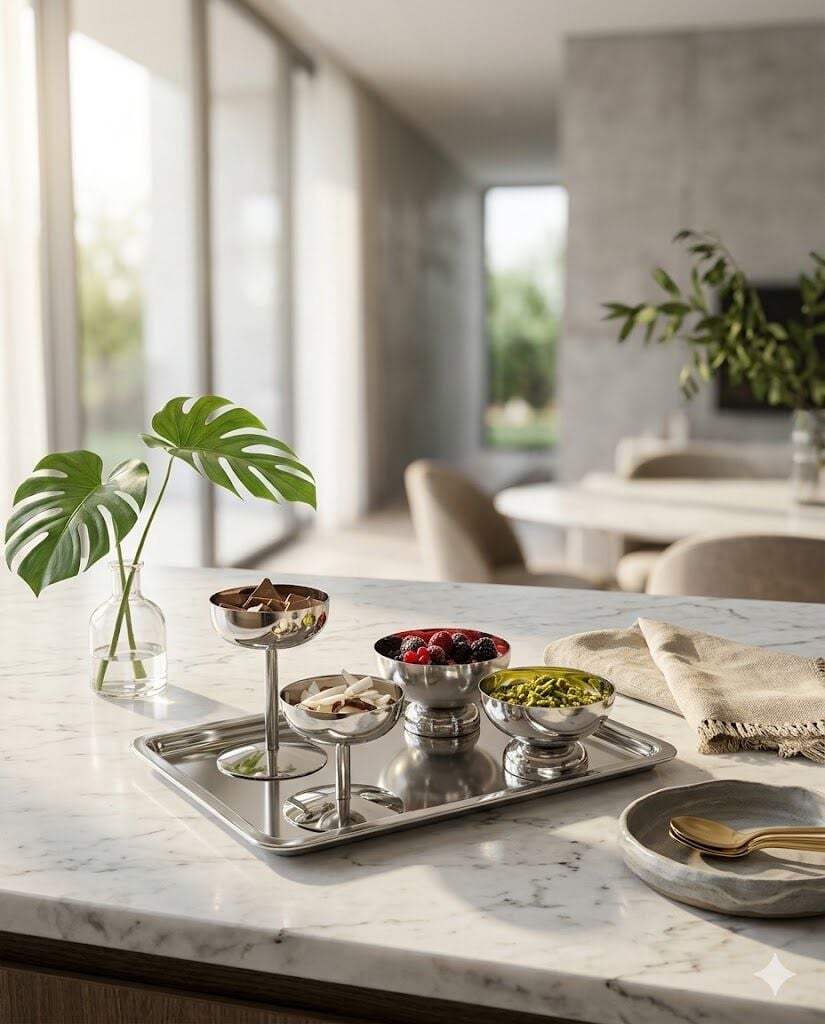 Çelik Tepsi Set - 5 Parça