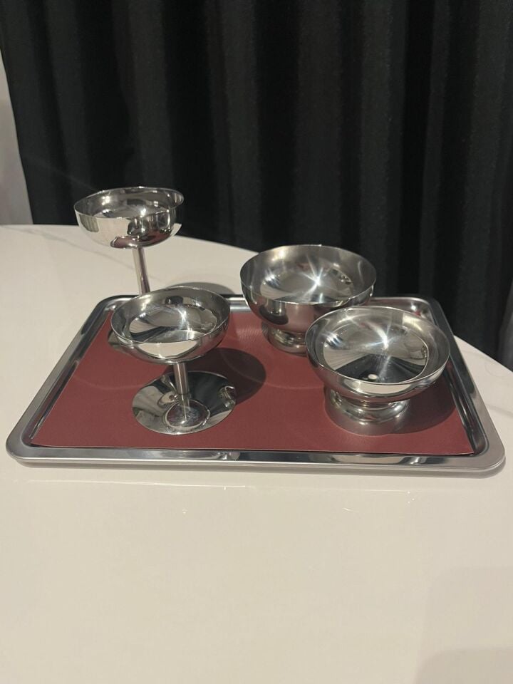 5li Paslanmaz Çelik Set- Deri Servisli