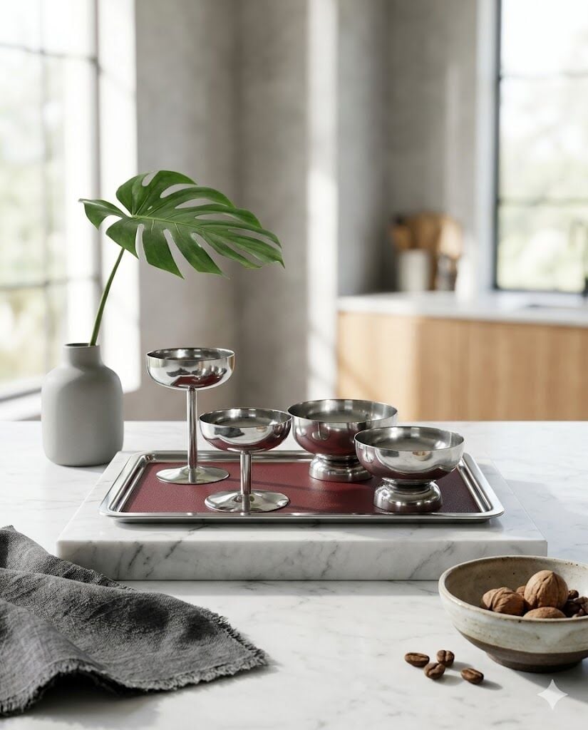 5li Paslanmaz Çelik Set- Deri Servisli