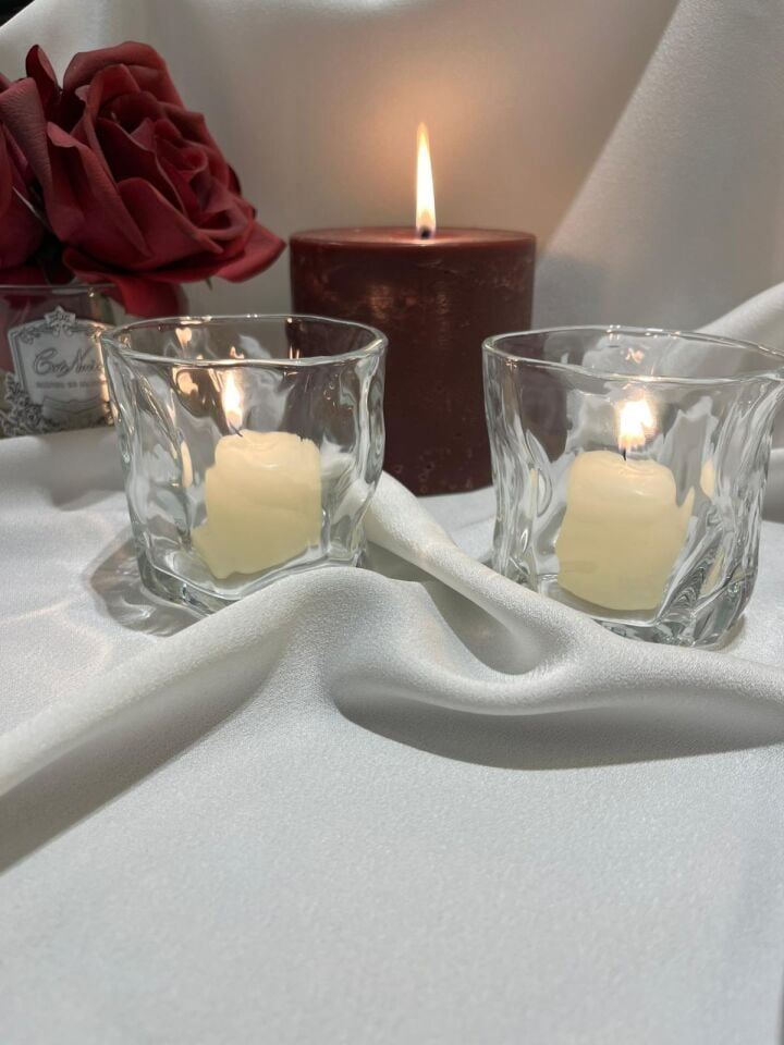 Özel Tasarım  Cam Mumluk Seti (2li)