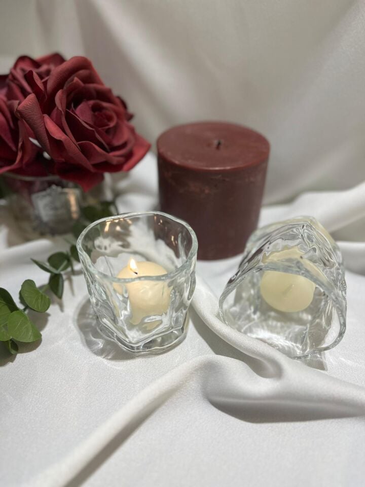 Özel Tasarım  Cam Mumluk Seti (2li)