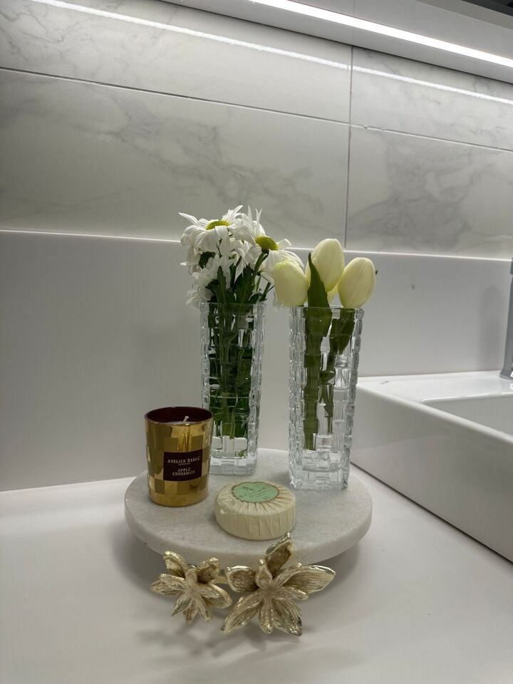 Tasarım Mermer Sunumluk-Beyaz Mermer