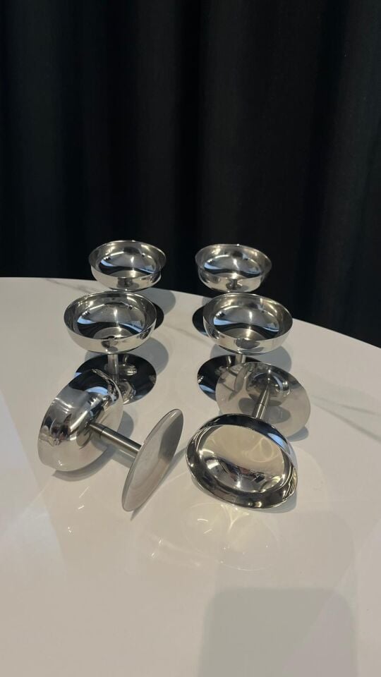 AYAKLI PASLANMAZ SUNUMLUK - 6LI SET- KÜÇÜK BOY