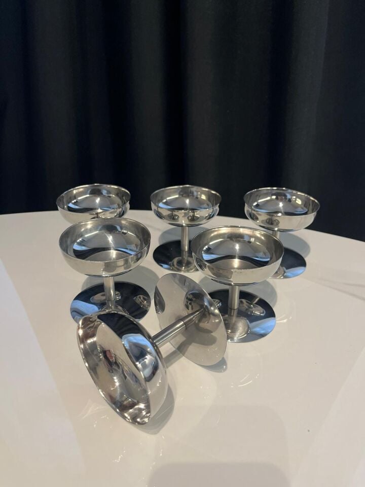 AYAKLI PASLANMAZ SUNUMLUK - 6LI SET- KÜÇÜK BOY