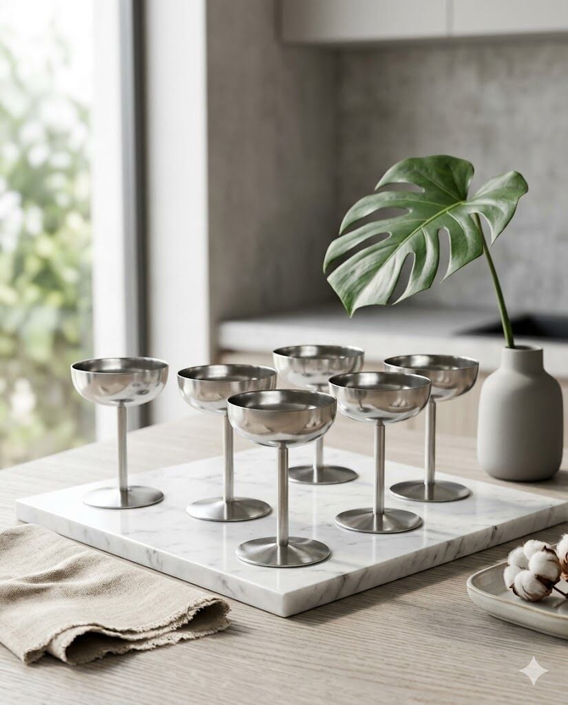 AYAKLI PASLANMAZ SUNUMLUK-6LI SET- BÜYÜK BOY