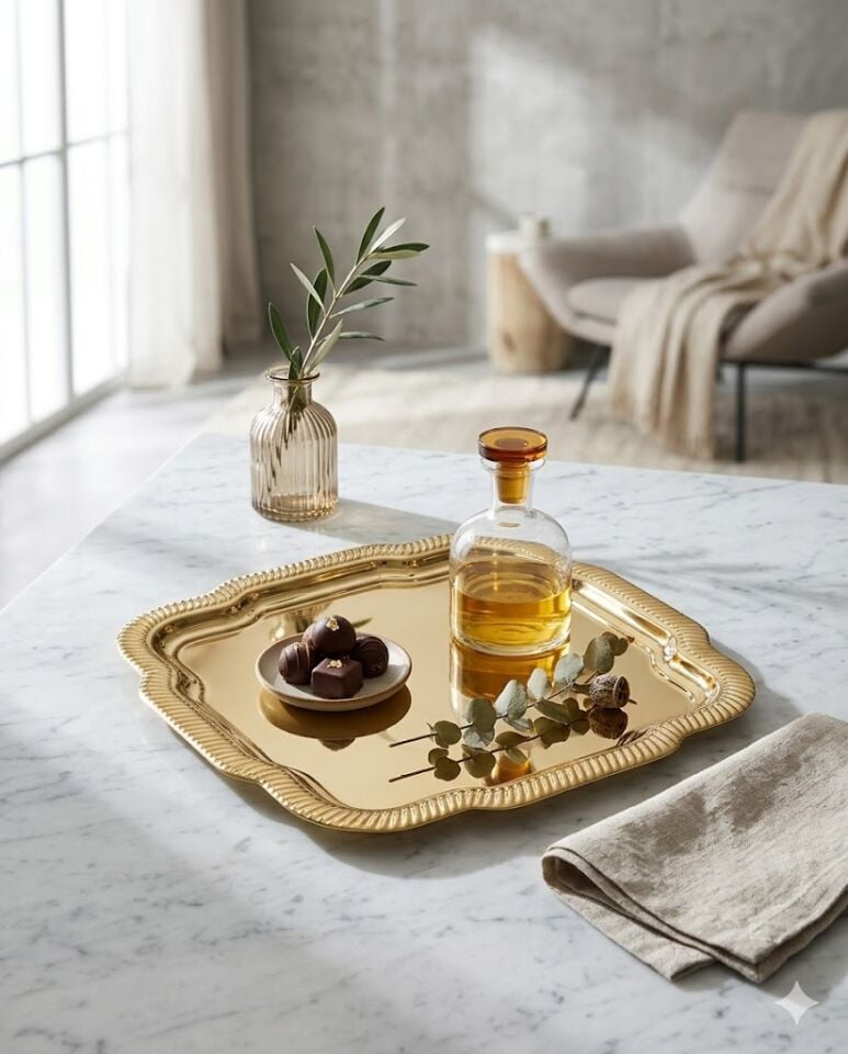 KAHVE SUNUM TEPSİSİ-GOLD