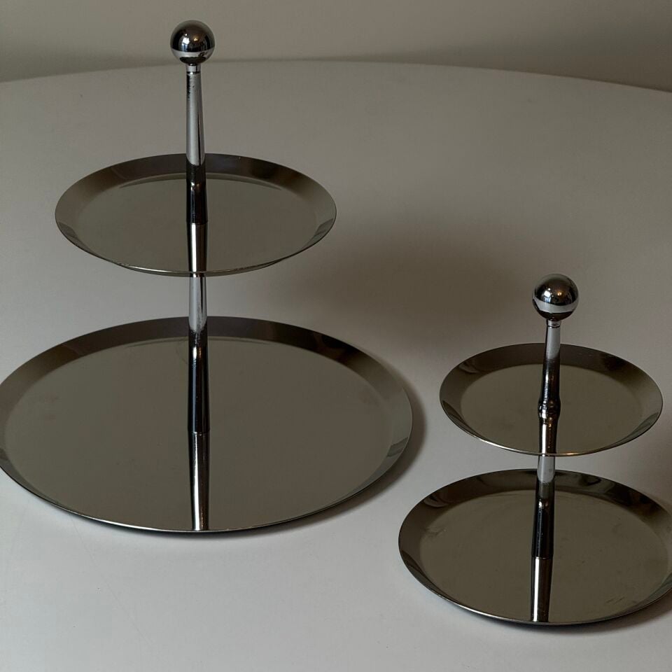 2 KATLI GÜMÜŞ SUNUMLUK-KROM KAPLAMA-SMALL