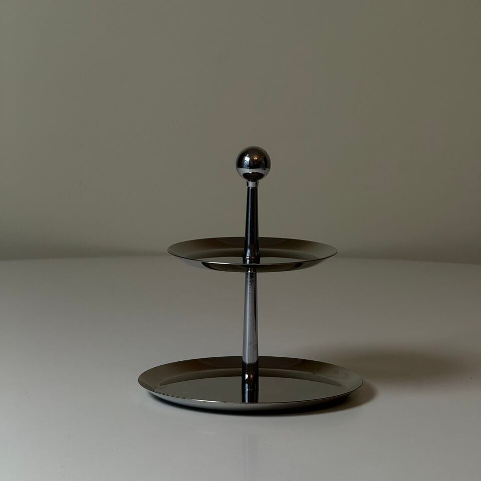 2 KATLI GÜMÜŞ SUNUMLUK-KROM KAPLAMA-SMALL