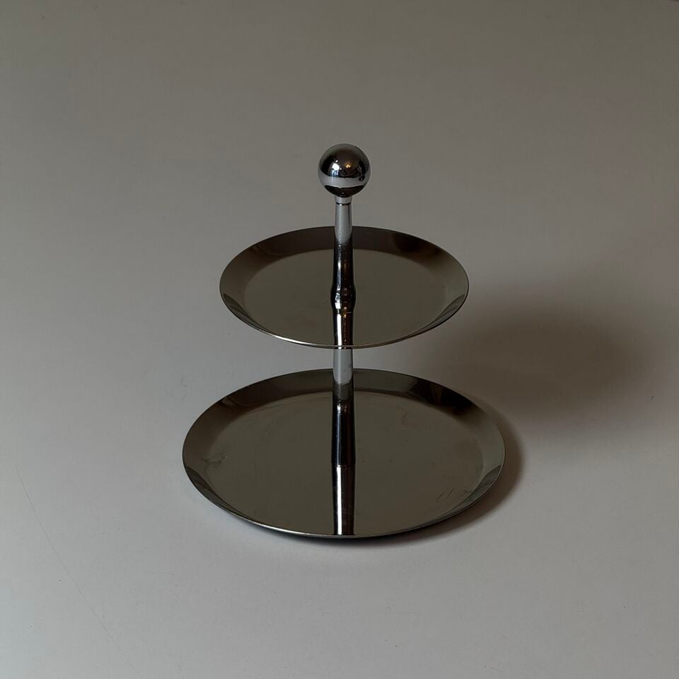 2 KATLI GÜMÜŞ SUNUMLUK-KROM KAPLAMA-SMALL
