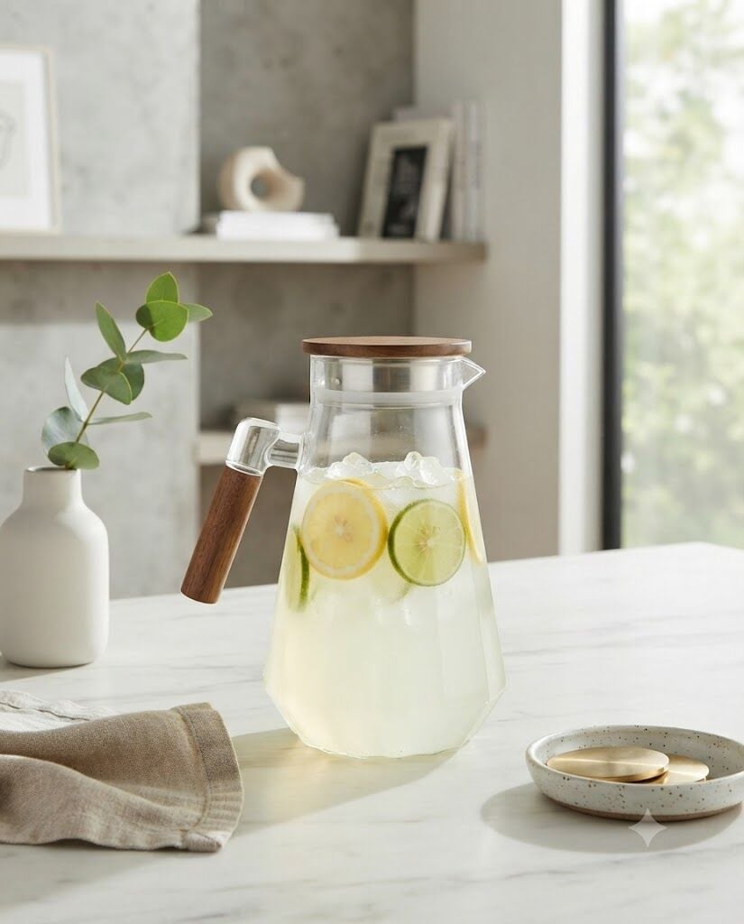 AKASYA KULPLU TASARIM CAM SÜRAHİ-1800 ML