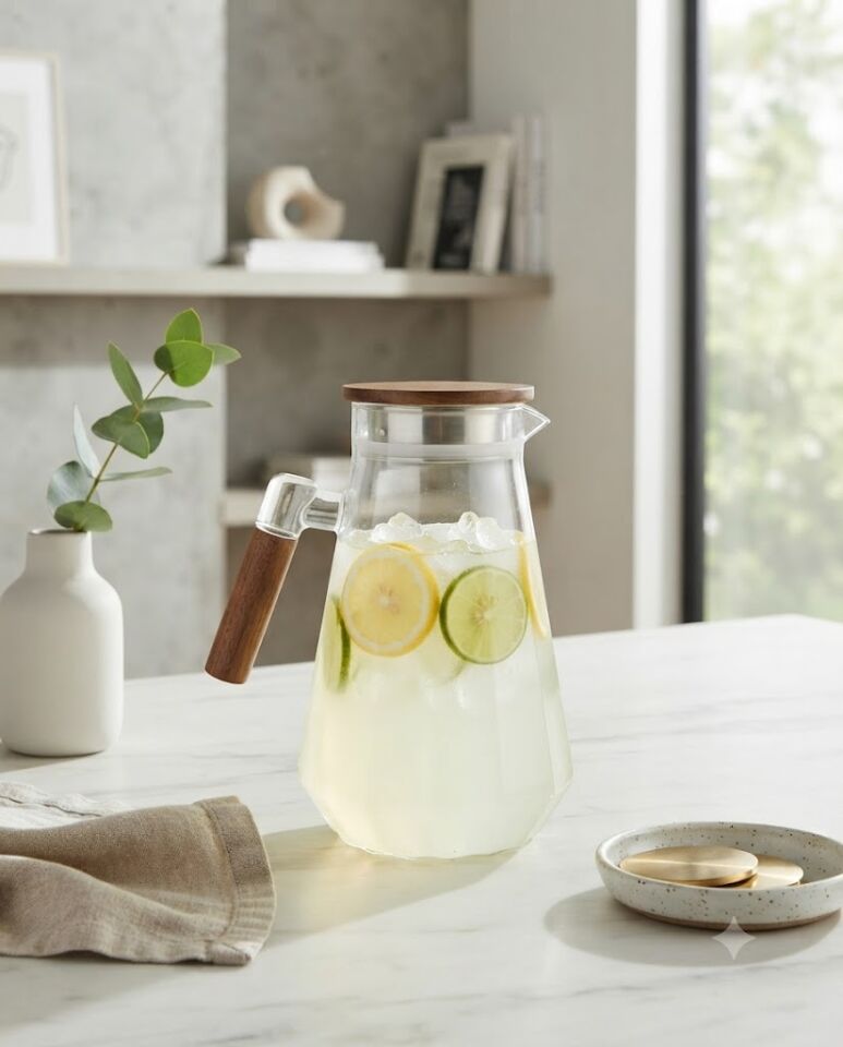 AKASYA KULPLU TASARIM CAM SÜRAHİ-1800 ML