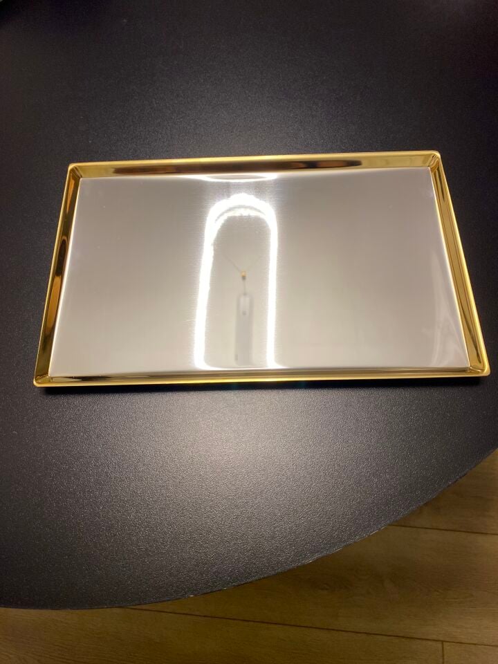 YALDIZ KENAR KROM DİKDORTGEN TEPSİ-GOLD